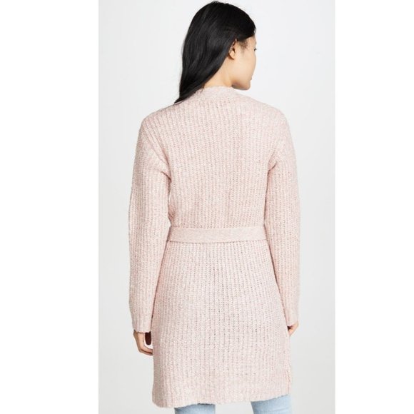 BB Dakota Mauve Rose Belted Point Cardigan Sweater - Picture 3 of 6